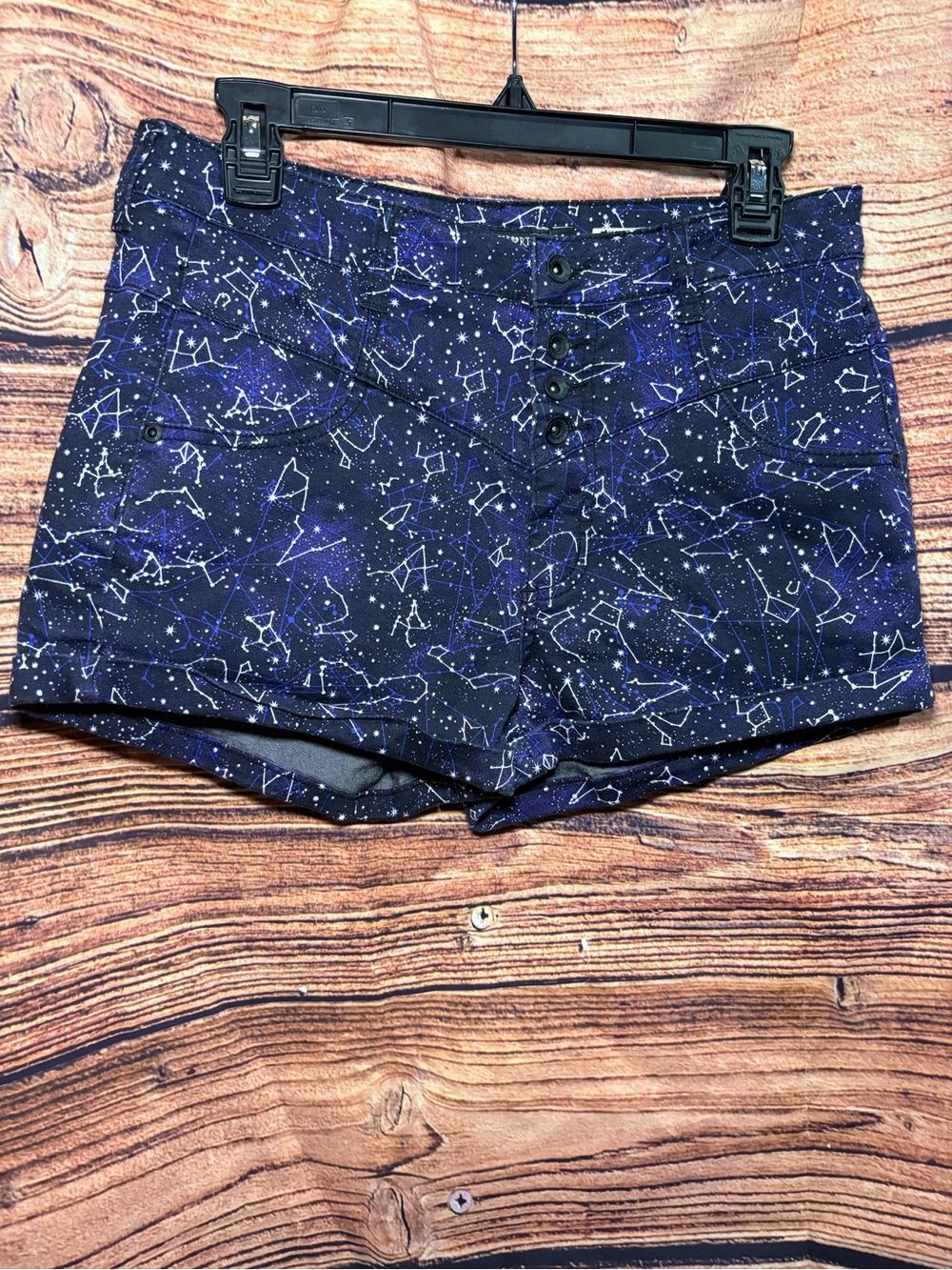 Blackheart Navy Constellation Print Jean Shorts